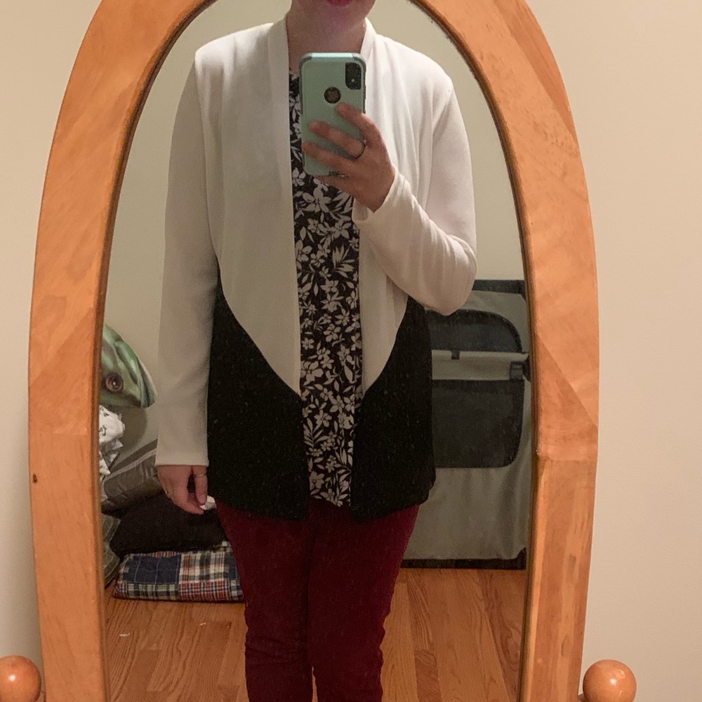 White & Black Colorblock Blazer